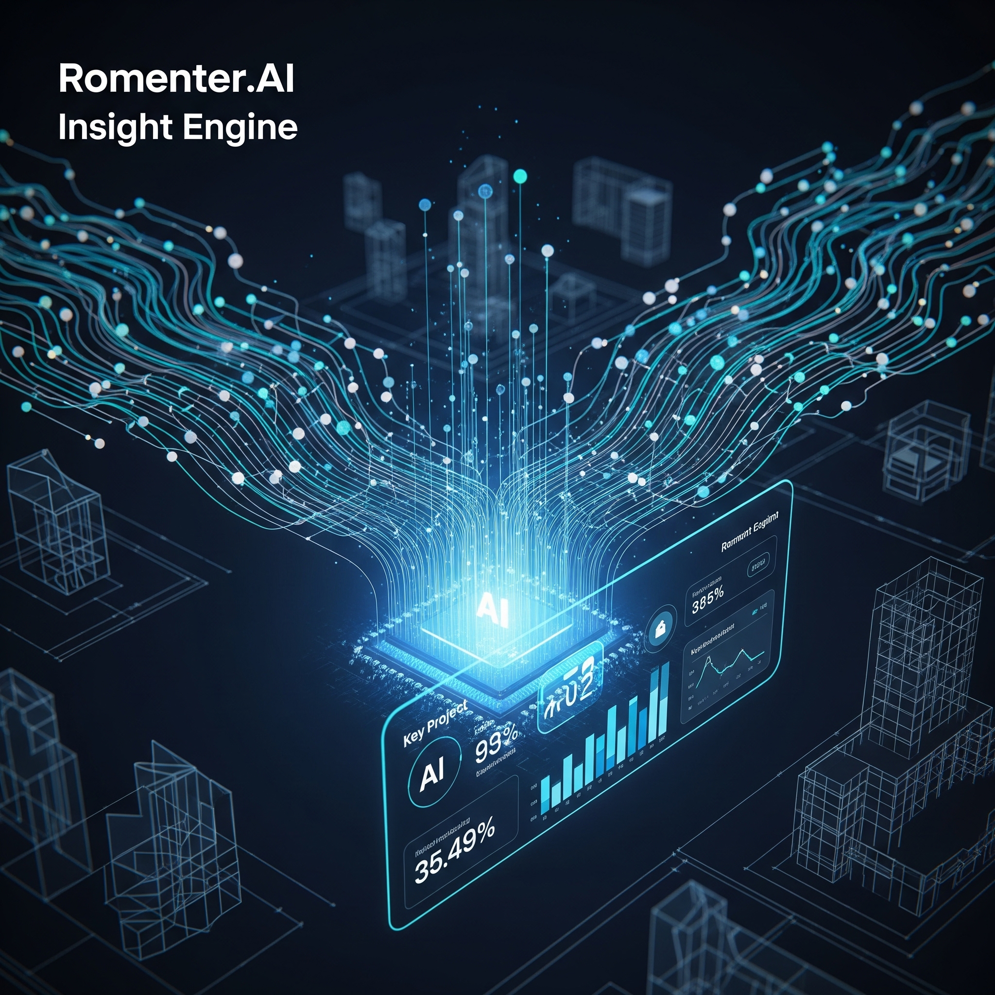 Romenter.AI Insight Engine conceptual graphic